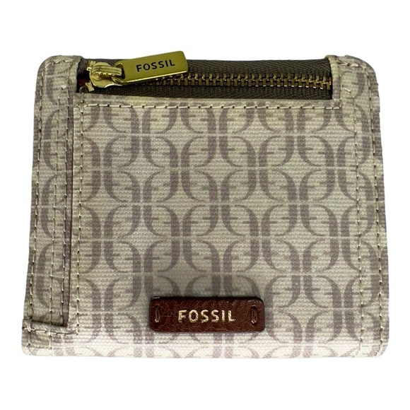 EUC Fossil Women's Bifold Wallet Tan Brown Taupe Snap Closure - Picture 2 of 15